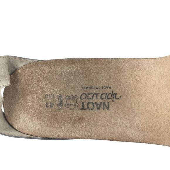 Naot Pixie Leather Wedge Ankle Strap Sandals White Silver EU 41 US 10-10.5 - Picture 12 of 15